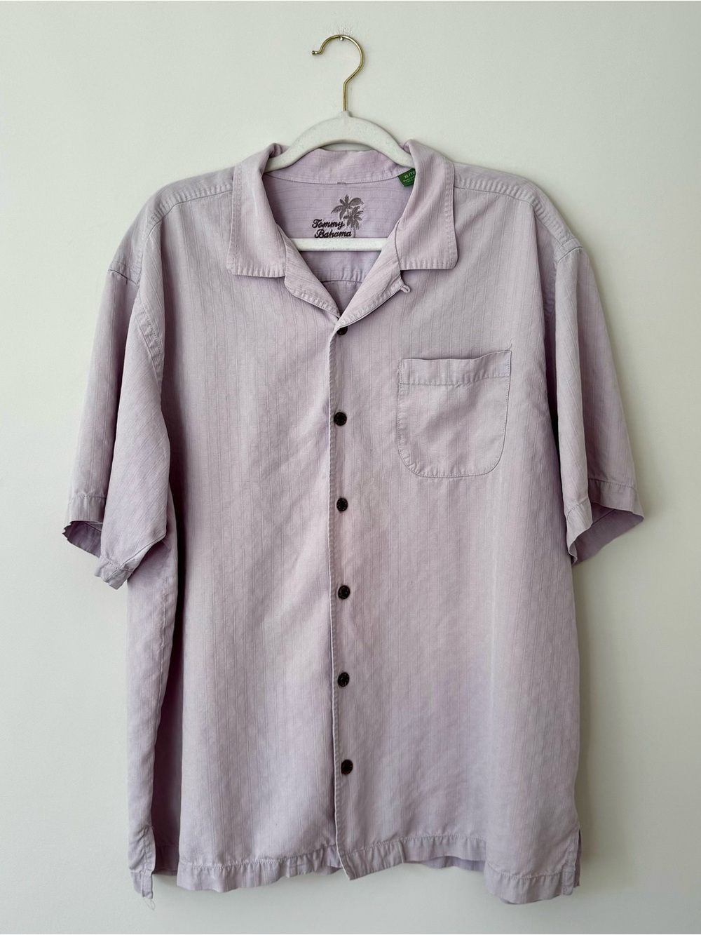 Tommy Bahama 100% Silk Button Down Camp Short Sleeve, Dusky Lavender – Size XL